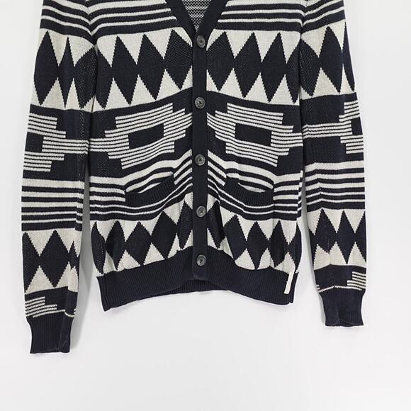 KOTO Cardigan Mens Small Black Tribal Print Southwestern Cowboy Festival Retro - Picture 4 of 13